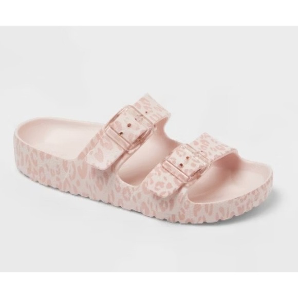 Cat & Jack Other - Cat & Jack Slide Sandals‎ Girls Size 1 Pink Leopard Print Buckle NWT